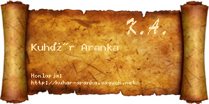 Kuhár Aranka névjegykártya